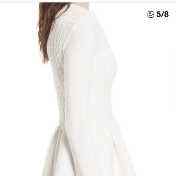 Ted Baker Mereda Cable Knit Peplum Sweater In Ivory Size 5 - Picture 2 of 7